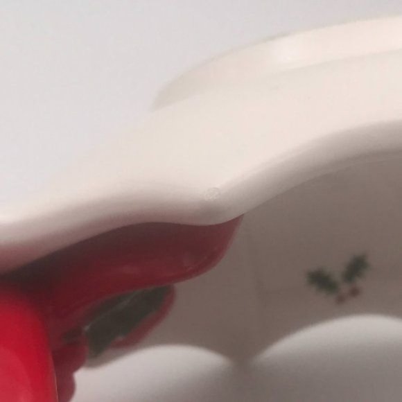 Vintage Otagiri White Hostess Double Dish Holly Berries - Picture 8 of 8